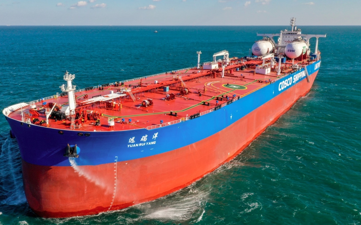 Tàu vận tải Trung Quốc, thuộc hãng COSCO. Ảnh: CGTN.