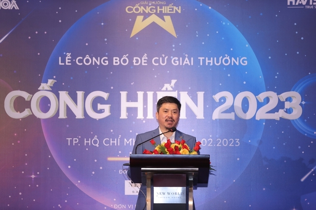 Ông Lê Xuân Thành, Tổng biên tập báo Thể thao và Văn hóa (TTXVN), Trưởng ban tổ chức phát biểu tại Lễ công bố đề cử giải thưởng. (Ảnh: Hòa Nguyễn)