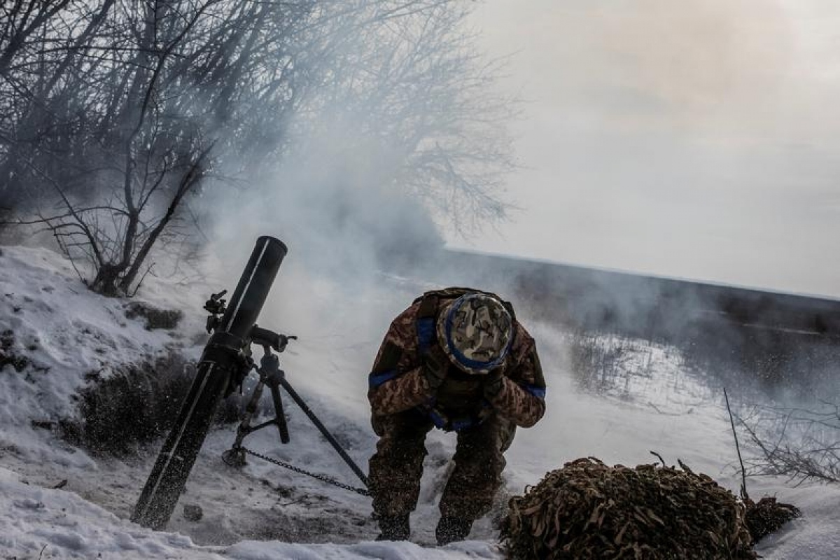 Binh lính Ukraine ở Vuhledar, khu vực Donbass ngày 7/2. Ảnh: Reuters