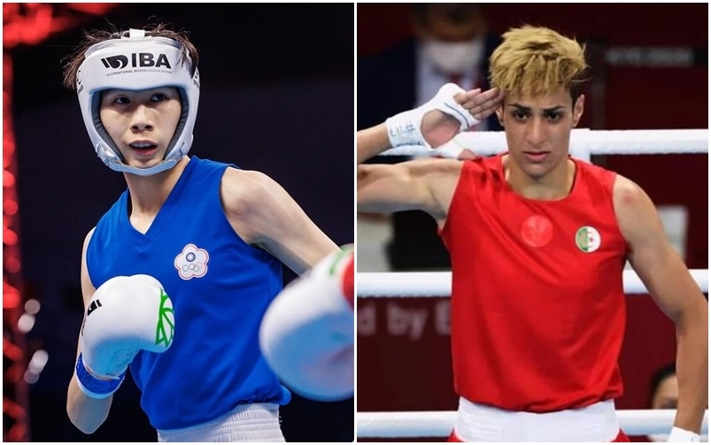 Lin Yu Ting (áo xanh) và Imane Khelif (áo đỏ)