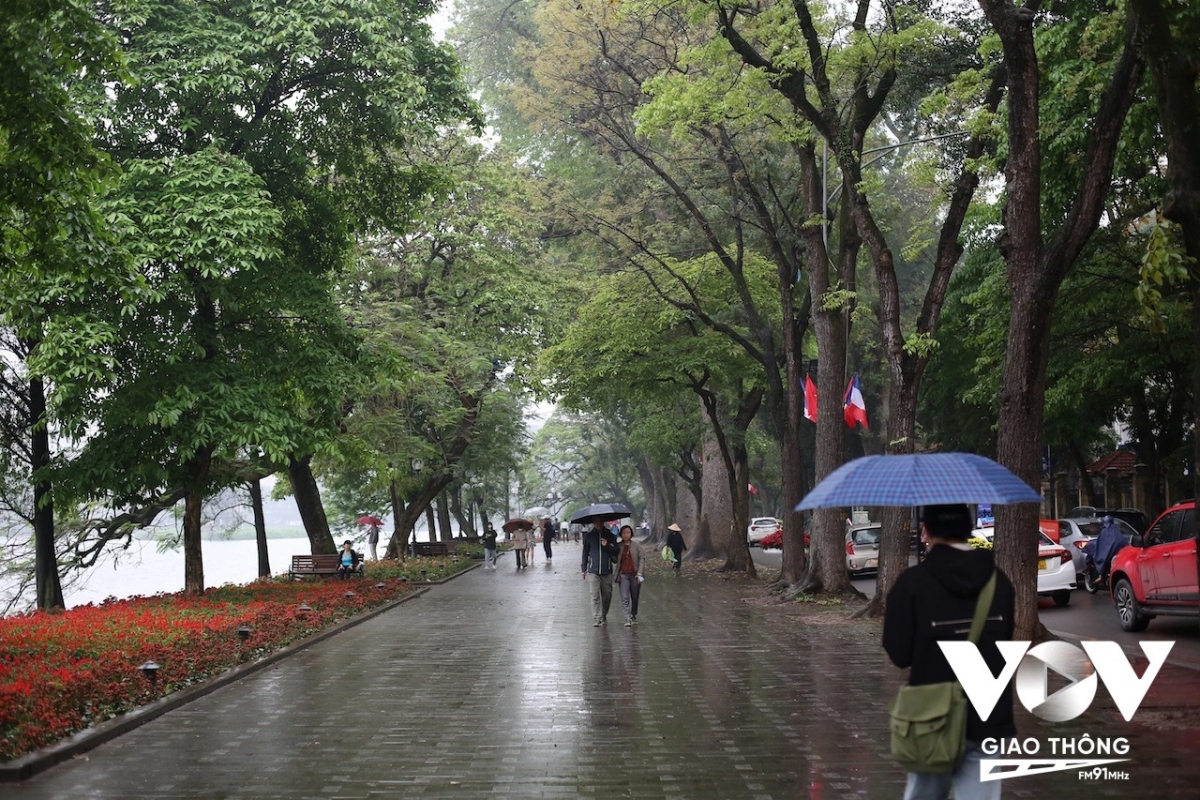 Thời tiết ẩm ướt nên lượng người ra đường cũng hạn chế.