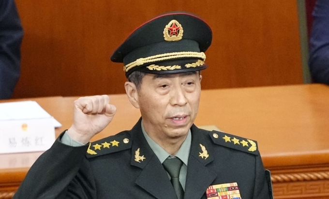 Bộ trưởng Quốc phòng Trung Quốc Lý Thượng Phúc tại Đại lễ đường Nhân dân ở Bắc Kinh hôm 12/3. Ảnh: Reuters