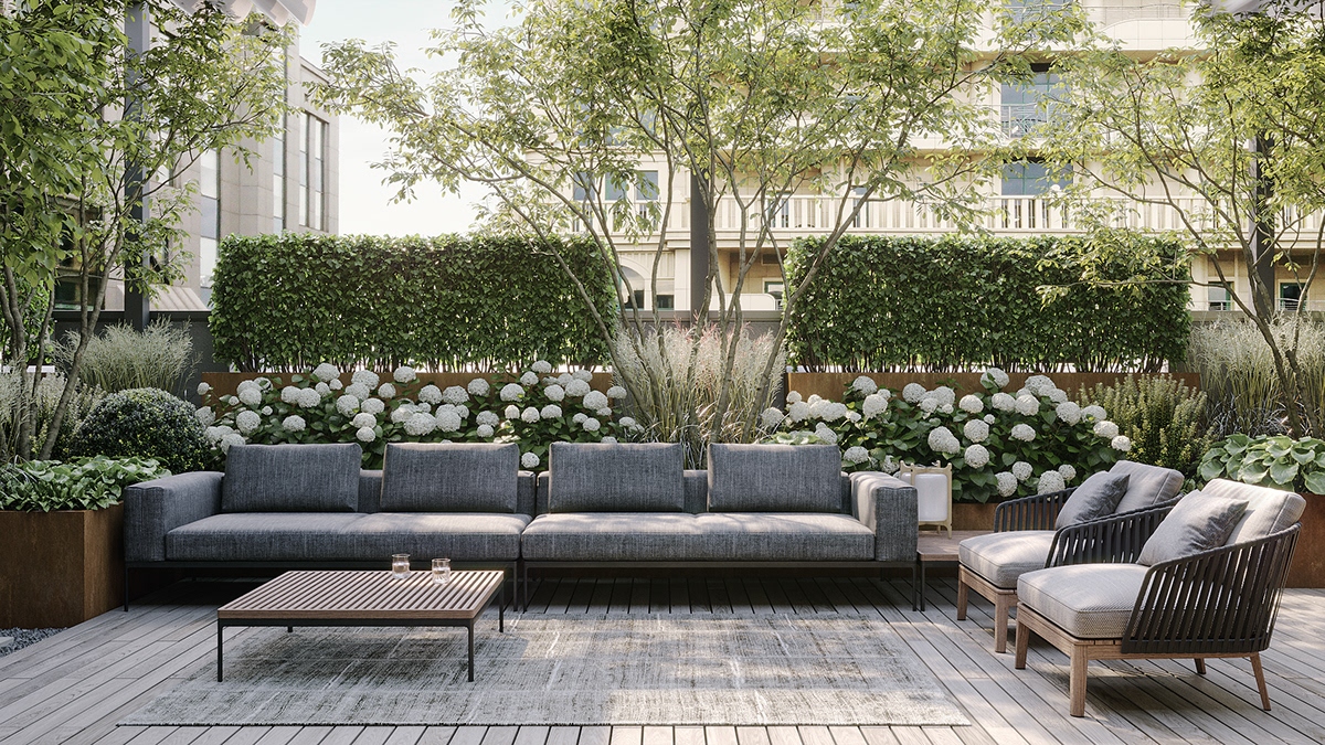 Nếu bạn muốn nghỉ ngơi trên sân thượng, hãy để dành chỗ cho vài chiếc sofa.