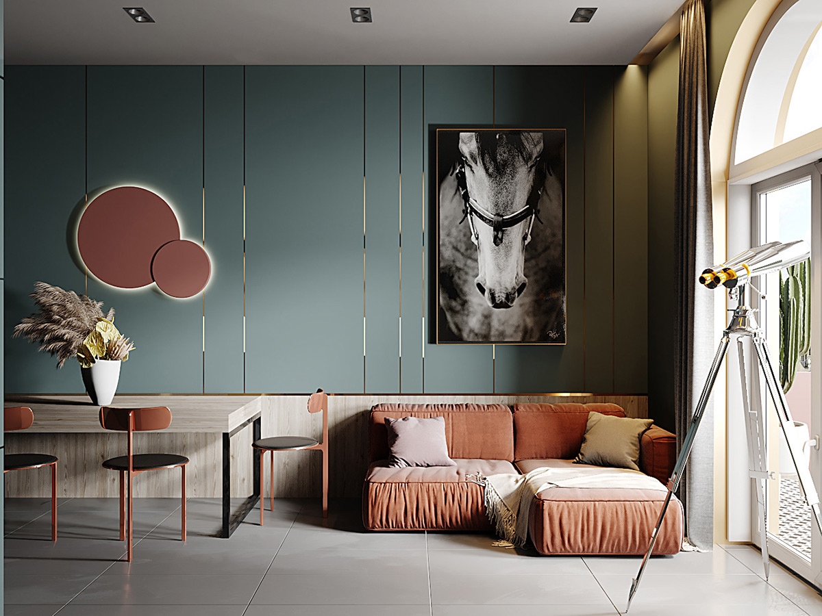 Pha trộn một khung cảnh ngọt ngào với bảng màu phòng khách với màu hồng và tím./.