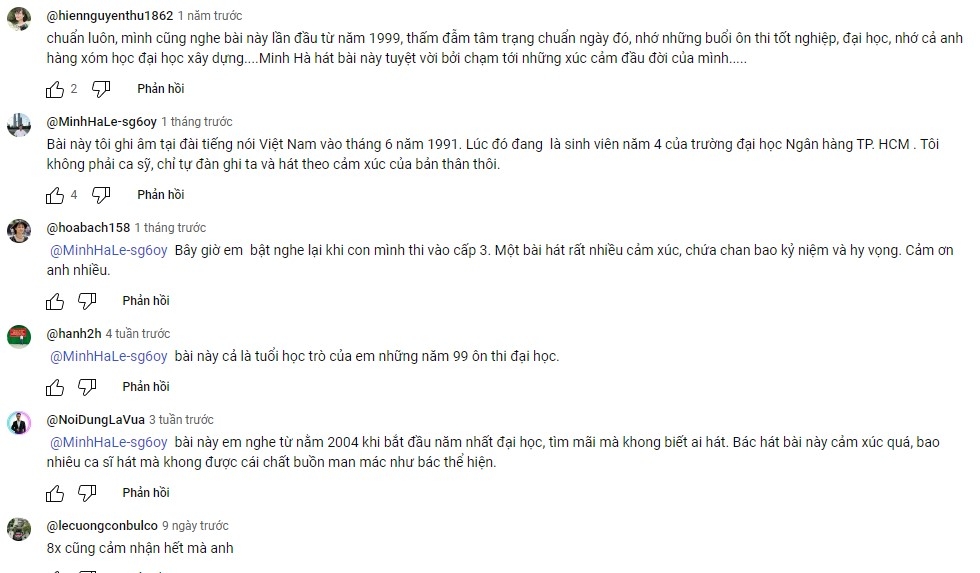 Chia sẻ của anh Lê Minh Hà (người thể hiện bài hát "Tháng Sáu mùa thi") với các khán thính giả 7X, 8X trên Youtube