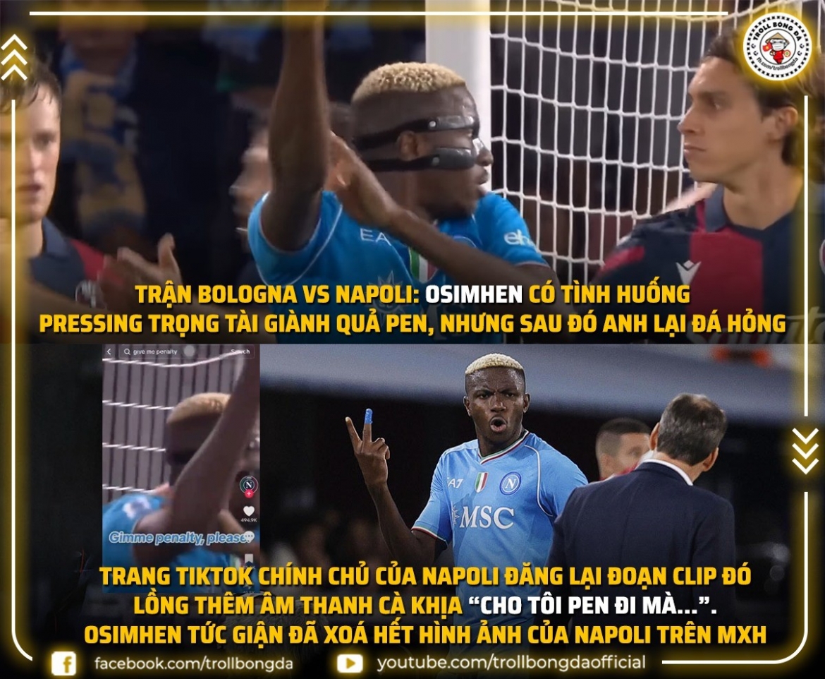 Osimhen mâu thuẫn với CLB Napoli. (Ảnh: Troll Bóng đá). 