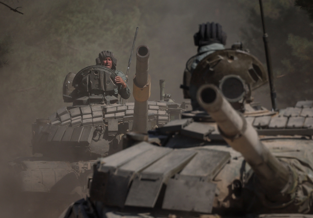 Tập trận ở phía Bắc Ukraine. Ảnh: Reuters