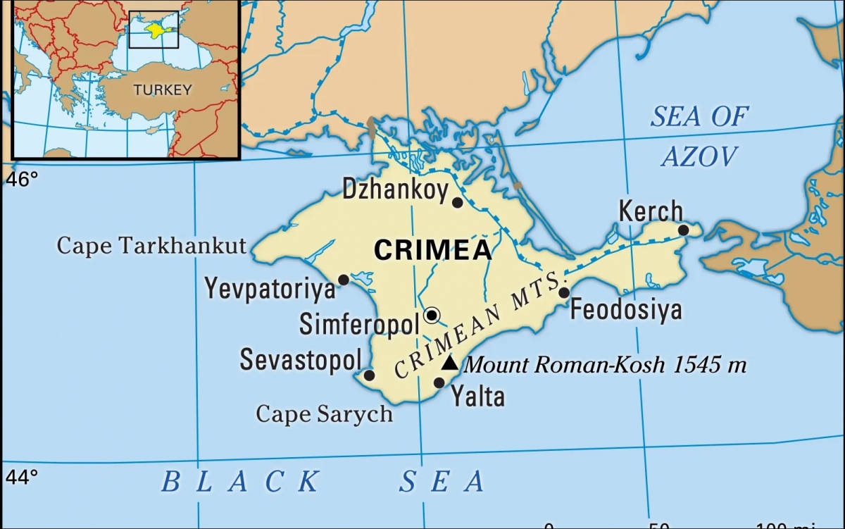 Bán đảo Crimea. Đồ họa bản đồ: Britannica.