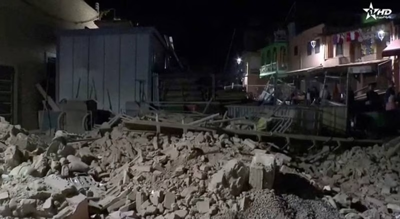 Nhiều tòa nhà bị san phẳng ở Marrakesh. Ảnh: Reuters