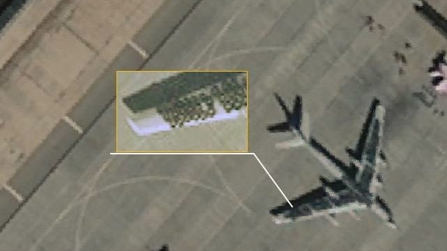 Hình ảnh vệ tinh cho thấy Nga trang bị nhiều lốp xe cho máy bay. Nguồn: Telegram