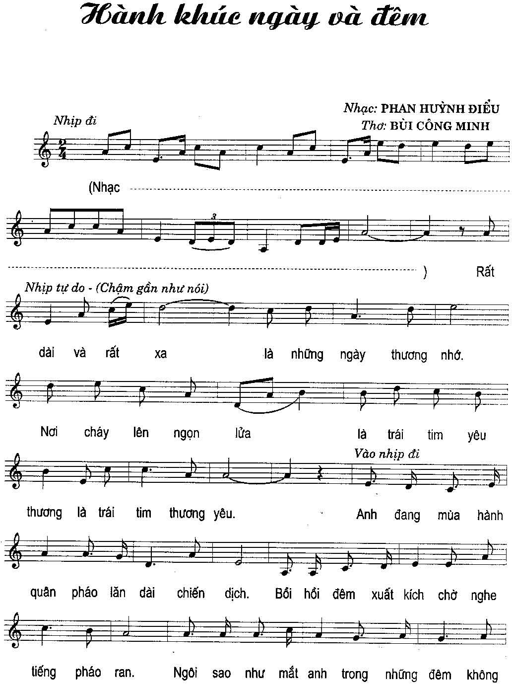 Ca khúc "Hành khúc ngày và đêm".