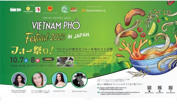 Vietnam Phở Festival sẽ diễn ra ngày 7 và 8-10 tại Công viên Yoyogi (Tokyo, Nhật Bản)