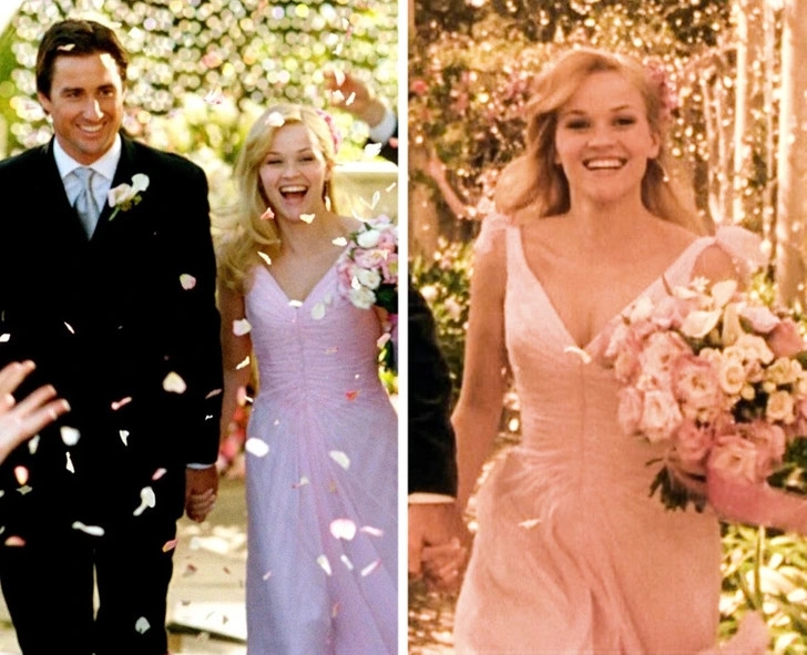 Bằng những cuộc chiến với cái ác và đứng về phía công lý, nhân vật Elle Woods trở lại trong Legally Blonde 2 đã gây ấn tượng mạnh mẽ tới tác giả. Trong phần này, cô quyết tâm đánh bại một công ty mỹ phẩm chuyên thử nghiệm trên chó. Ngoài việc xem cô ấy đấu tranh vì quyền động vật, ở cuối phim, chúng ta còn được thưởng thức đám cưới của cô ấy với Emmet. Người xem không có gì ngạc nhiên khi Elle Wood chọn trang phục kết hôn với màu hồng đặc trưng của mình. Chiếc váy thướt tha giúp cô nhấn mạnh quan điểm sống rằng không nhất thiết phải mặc đồ trắng để giống thiên thần trong ngày cưới.