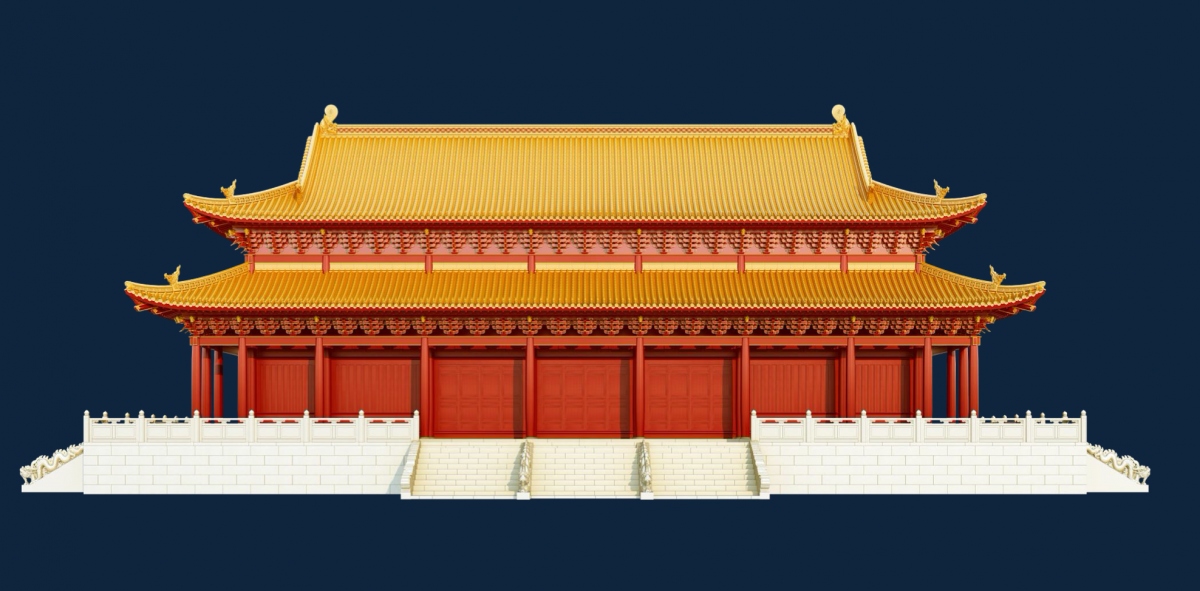 Hình thái kiến trúc điện Kính Thiên được phục dựng. Ảnh: Bùi Minh Trí.