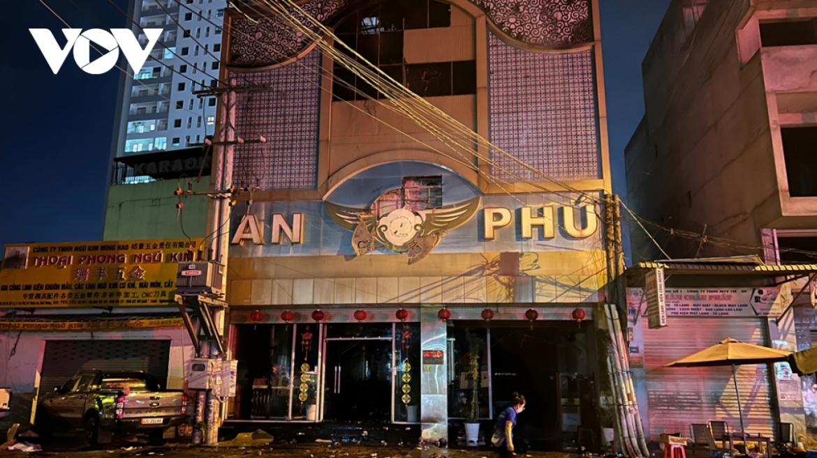 Hiện trường vụ cháy quán karaoke An Phú (ảnh:TL).