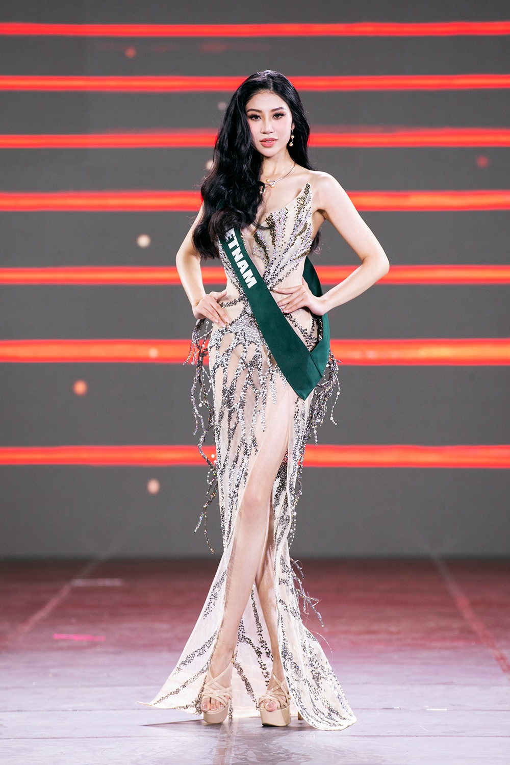 Đỗ Thị Lan Anh trong trang phục dạ hội