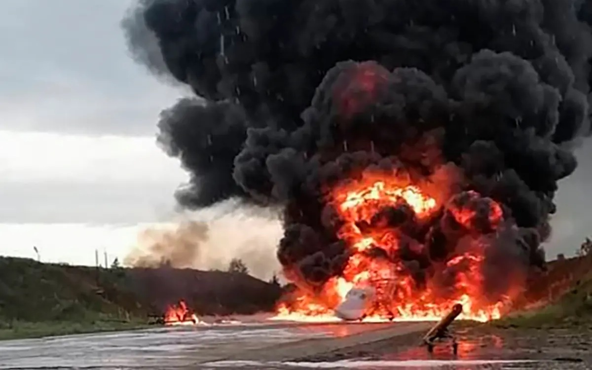 Một vụ tập kích UAV của Ukraine vào Nga trước đây. Ảnh: Telegram.