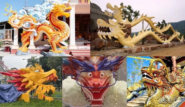 Linh vật rồng đủ kiểu dáng biểu cảm, màu sắc ở các tỉnh thành.