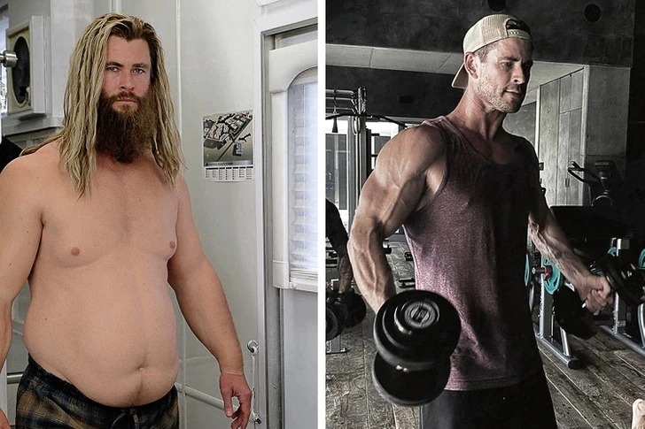 Trong tất cả các bộ phim Avengers, Chris Hemsworth đều vào vai thần sấm Thor. Để vào vai, nam diễn viên đã phải mặc một “bộ đồ béo” nặng khoảng 27kg, một sự khác biệt hoàn toàn so với hình ảnh cơ bắp thường thấy của anh ấy.