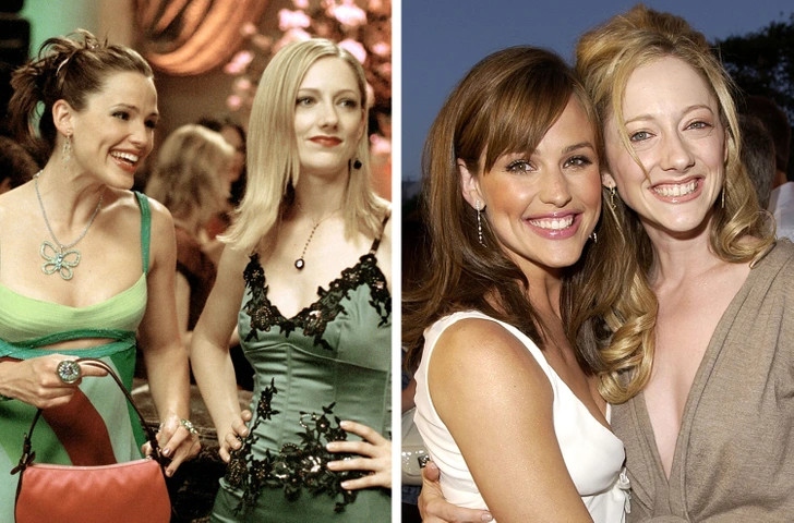 Jennifer Garner và Judy Greer: Hai nữ diễn viên đóng vai kẻ thù không đội trời chung trong phim "13 Going on 30". Tuy nhiên, ngoài đời họ lại rất thân thiết. Garner từng đăng một bức ảnh Greer kèm theo dòng chú thích: "Tôi luôn biết ơn vì được đi dạo cùng bạn gái này". Nói về cuộc gặp đầu tiên của họ, Greer cho rằng việc gặp Garner là một  điều tuyệt vời.