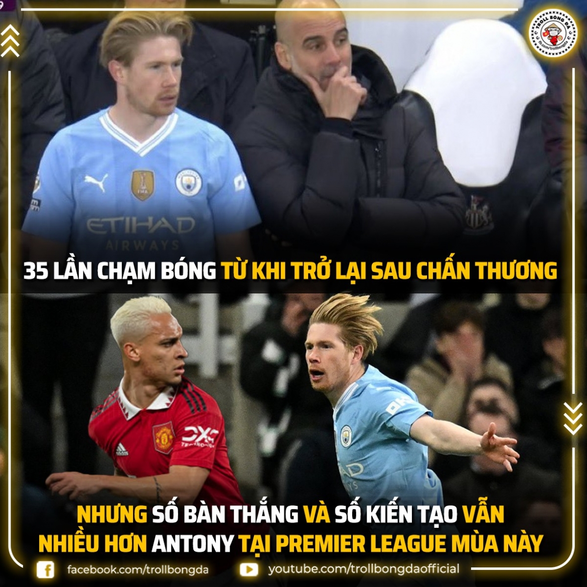 Kevin De Bruyne "ăn đứt" Antony.