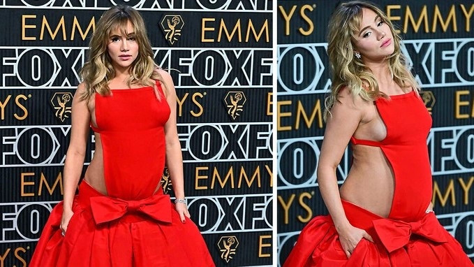 Tại lễ trao giải Emmy vừa qua, nữ diễn viên Suki Waterhouse đã "bế" bụng bầu khá lớn tới sự kiện. Cô khiến truyền thông chú ý khi diện chiếc váy hiệu Valentino được thiết kế riêng. Người đẹp trông quyến rũ và vô cùng sexy với thiết kế cắt xẻ táo bạo. Cô đang mang thai con đầu lòng với ngôi sao "The Batman" Robert Pattinson. Suki và bạn trai đồng hương đã hẹn hò 5 năm, giữ mối quan hệ kín đáo. Trước đó, cô là người yêu tài tử Bradley Cooper.