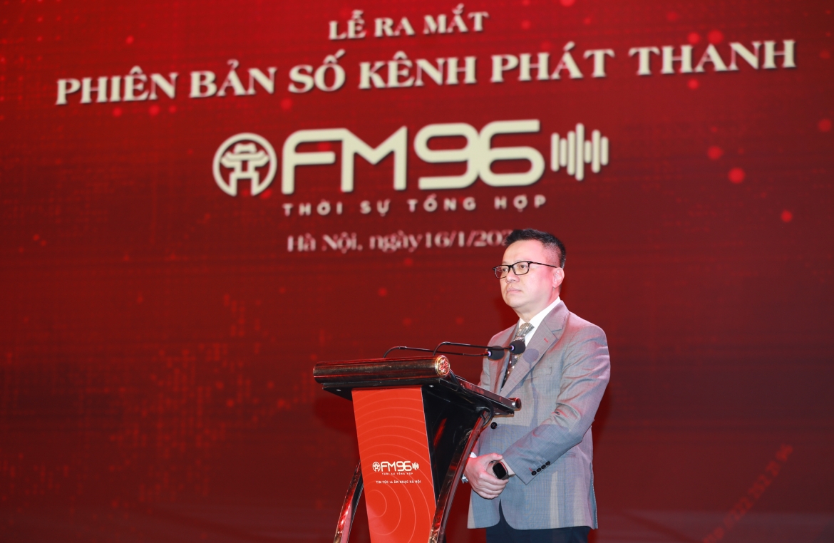 Tổng Biên tập Báo Nhân Dân, Phó Trưởng ban Tuyên giáo Trung ương, Chủ tịch Hội Nhà báo Việt Nam Lê Quốc Minh phát biểu tại buổi lễ