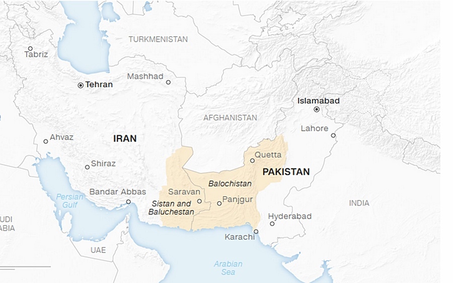Khu vực biên giới giữa Iran và Pakistan. Đồ họa: CNN.