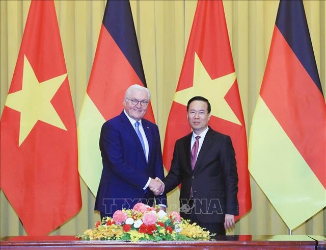 Chủ tịch nước Võ Văn Thưởng và Tổng thống Đức Frank-Walter Steinmeier (Ảnh: TTXVN).