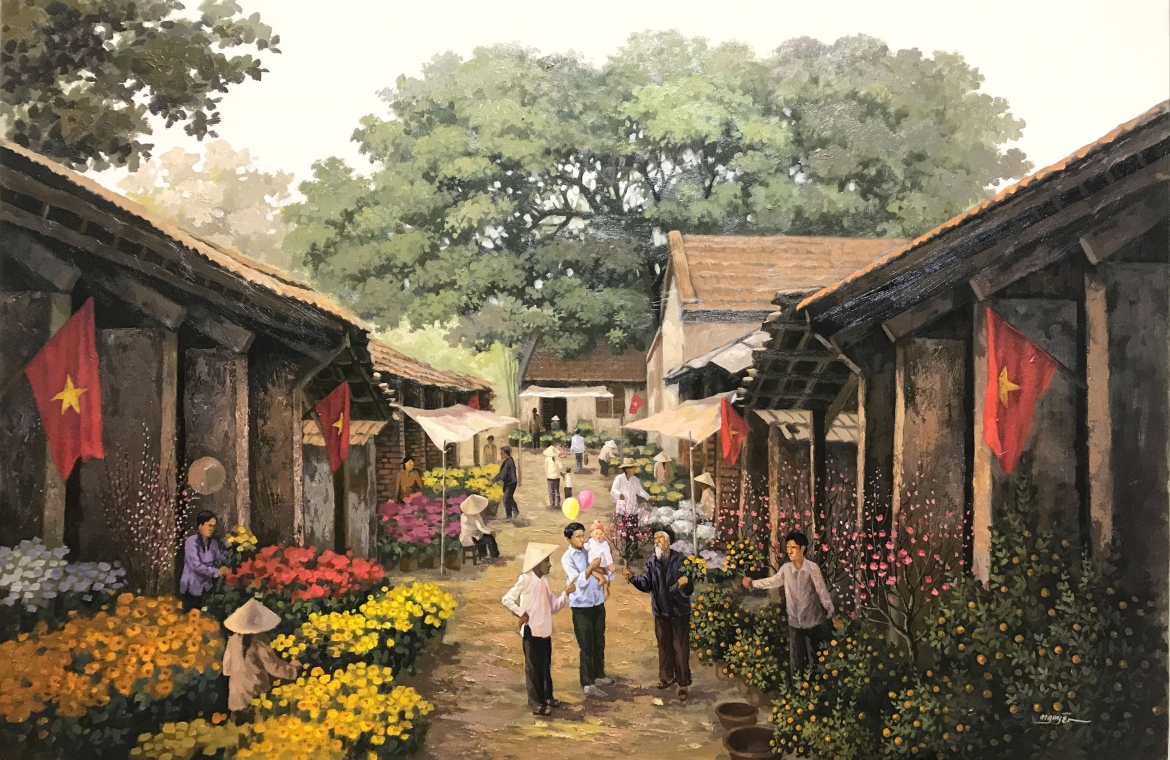 Tác phẩm Chợ hoa ngày Tết