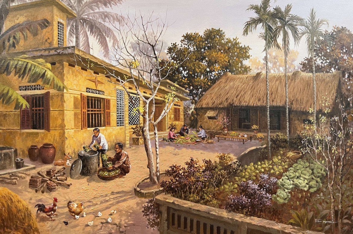 Theo nam hoạ sĩ, đối với anh quê hương là cả một bầu trời tuổi thơ với những câu chuyện, hình ảnh gần gũi tới mức anh không thể nào quên, đặc biệt là mỗi dịp Tết đến Xuân về, khi gia đình đoàn viên sum họp.