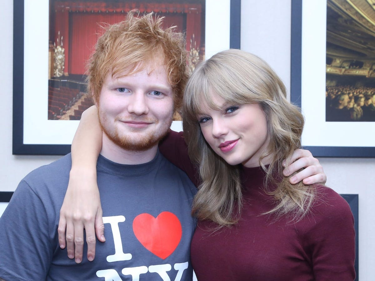 Ed Sheeran và Swift biểu diễn cùng nhau tại Z100 Jingle Ball vào năm 2012, sau khi Sheeran góp giọng trong một bài hát trong album "Red" phát hành cùng năm đó của nữ ca sĩ. Swift cũng đã mời Sheeran tham gia chuyến lưu diễn Red Tour của cô ấy, củng cố vị trí của Ed Sheeran trong danh sách hội bạn toàn sao.