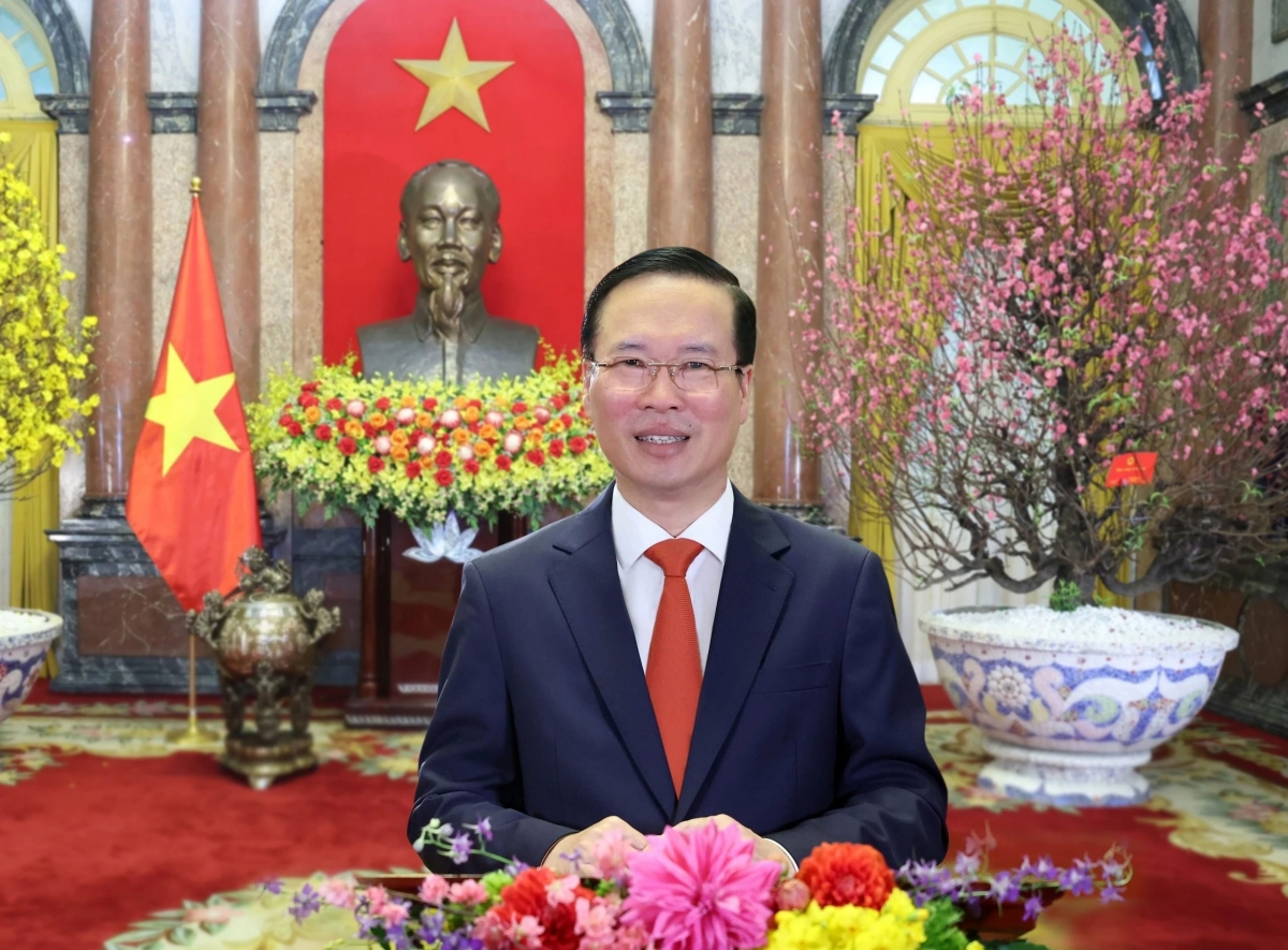                                  Chủ tịch nước Võ Văn Thưởng đọc thông điệp chúc Tết Giáp Thìn 2024