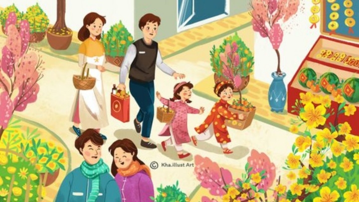 Xông đất đầu năm là một trong những phong tục truyền thống của dân tộc Việt Nam (Ảnh minh hoạ: Pinterest)
