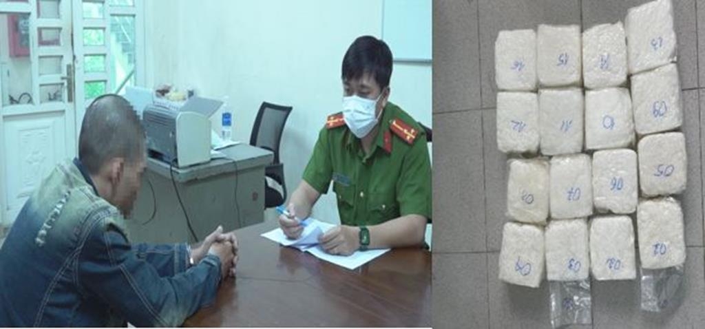 Đối tượng Hoàng Ngọc Hùng và tang vật (Ảnh: Công an tỉnh Đồng Nai)