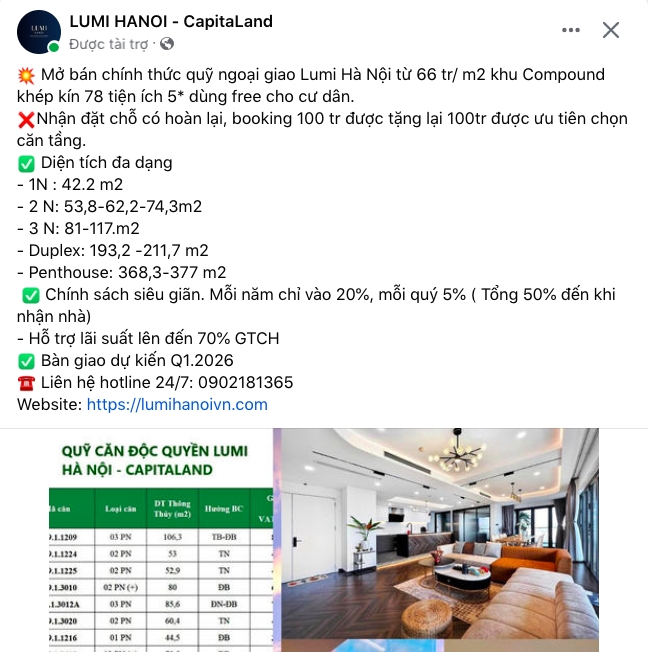 Quảng cáo dự án tràn trên mạng xã hội