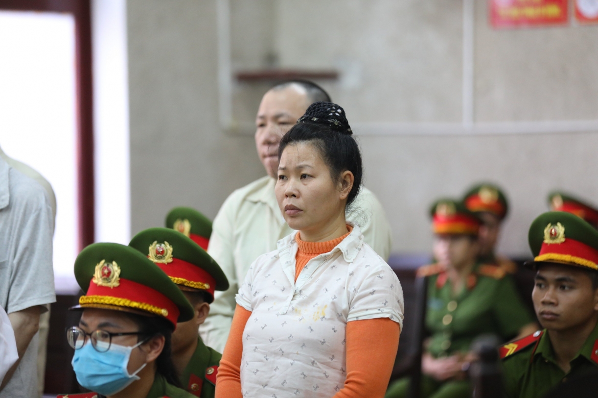 Bị án Vì Thị Thu tại phiên phúc thẩm.