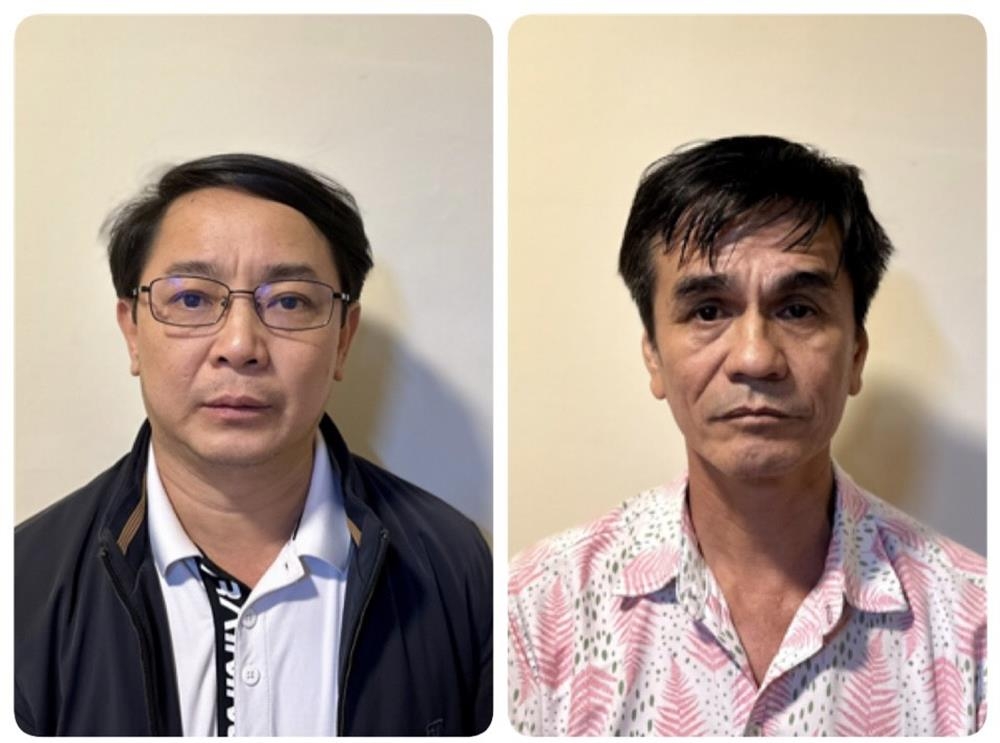 Các bị can (từ trái qua): Hà Hoàng Việt Phương và Phạm Ngọc Thủy.