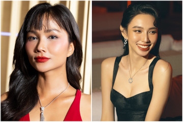 Tại một sự kiện thời trang ở TP.HCM, dàn hoa hậu H'Hen Niê, Thùy Tiên, Tiểu Vy... chưng diện lộng lẫy, sắc vóc nổi trội. Hoa hậu H’Hen Niê khoe vóc dáng đẹp khi diện thiết kế đầm hai dây màu đỏ với đường cắt xẻ sâu. 'Chị đẹp' tạo điểm nhấn bằng chiếc vòng cổ được điểm xuyết ngọc lục bảo và kim cương trị giá gần 2,2 tỷ đồng. 
Hoa hậu Thùy Tiên gây ấn tượng với phong cách 'all-black' với bộ đầm xòe, chiết eo có phần o ép vòng 1. Tổng thể hài hòa bởi phong cách trang điểm cổ điển, sắc sảo và trang sức đắt tiền. (Nguồn: VietNamNet)
