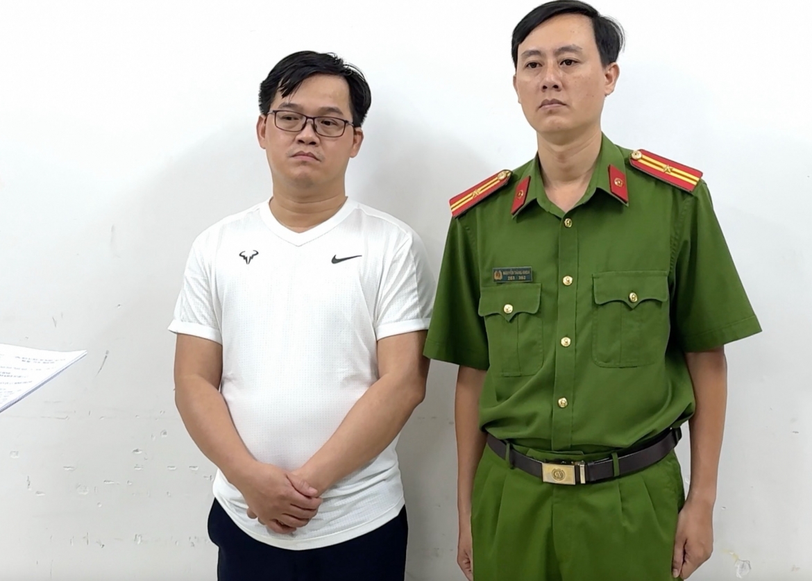 Bị can Lê Minh Thái tại cơ quan điều tra. (Ảnh: C.T)