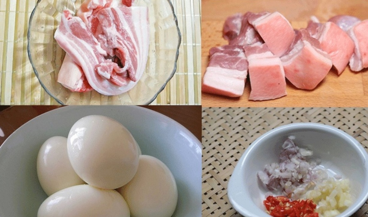 Nguyên liệu để nấu món thịt kho tàu. (Hình minh họa)