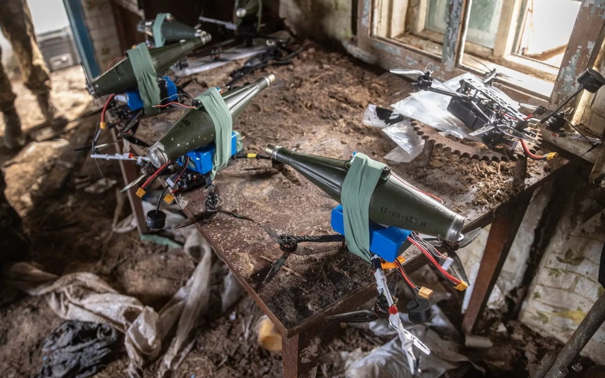 UAV Ukraine gắn đạn nổ. Ảnh: Nytimes.