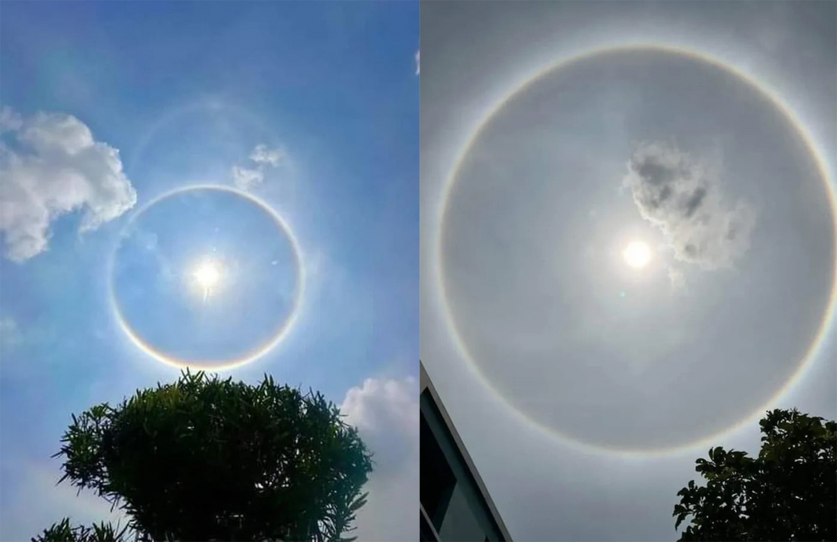 Hình ảnh hào quang mặt trời xuất hiện tại nhiều địa phương vào trưa 21/5