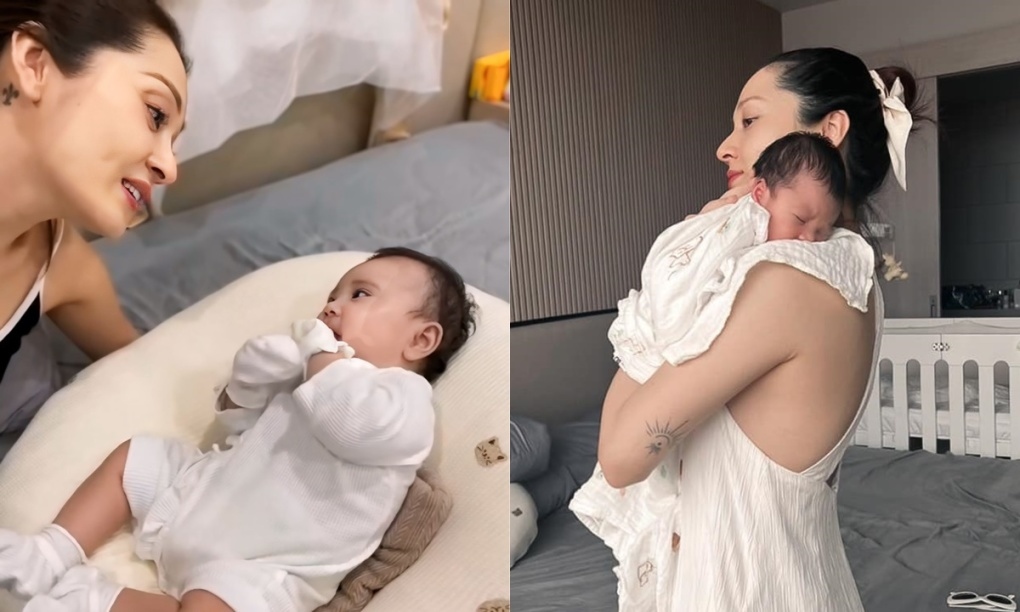 Ca sĩ Bảo Anh khoe khoảnh khắc cưng nựng, chơi đùa bên con gái Misumi hơn một năm trước. Trong video, Misumi nằm hóng chuyện. Tiểu công chúa cười tít mắt khi được mẹ hỏi han, khen tự ngủ mà không cần ai bế.