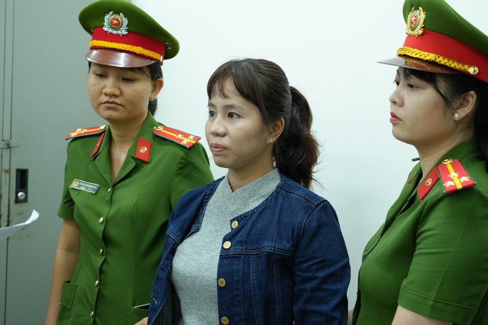 Đối tượng Nguyễn Thị Ngọc Lan tại cơ quan công an. 