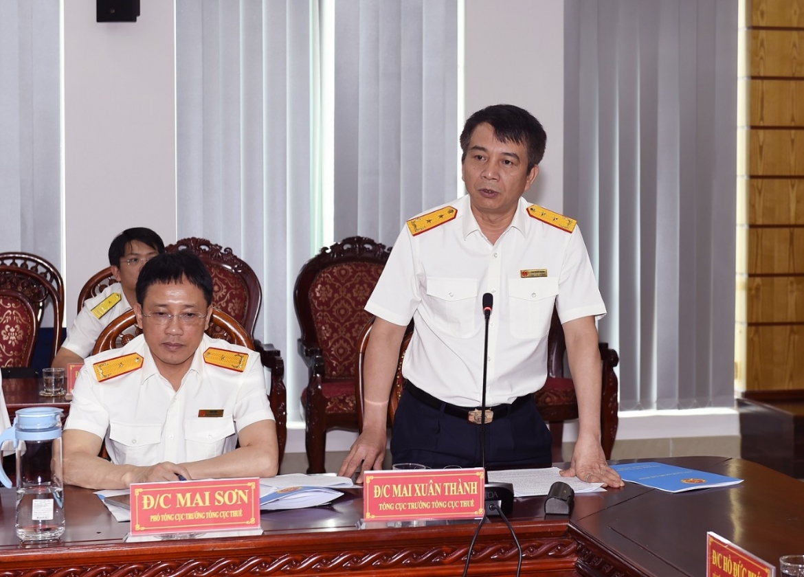 Tổng cục trưởng Tổng cục Thuế  Mai Xuân Thành phát biểu tại buổi làm việc