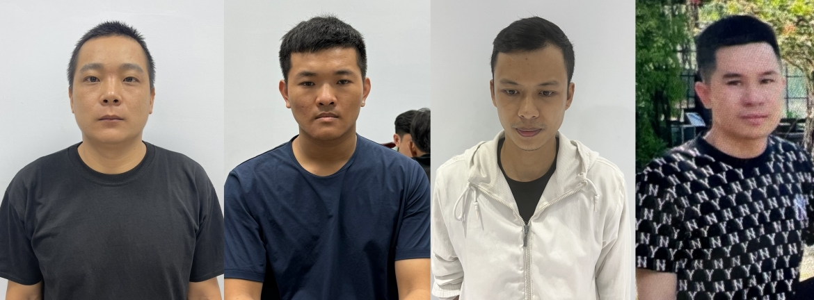Các đối tượng tiêu thụ xe máy do nhóm thanh thiếu niên trộm được gồm Ngô Tất Thành, Lê Văn Minh, Hoàng Tuấn Anh và Lê Quý Nhân (từ trái qua).