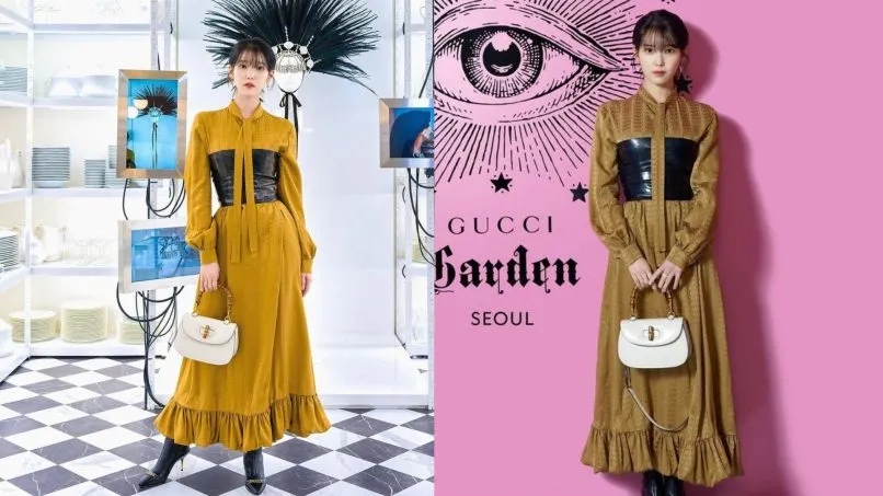 Xuất hiện tại sự kiện Gucci Garden Archetypes năm 2022, IU đã chọn phiên bản tay cầm nhỏ màu trắng của Gucci Bamboo 1947 để phối chiếc đầm dáng dài. Thiết kế tay cầm bằng tre của túi mang lại vẻ đẹp độc lạ và thách thức mọi quy tắc thẩm mỹ của thời đại. Mẫu túi này có giá khoảng 4.600 USD. IU từng trưng diện những phiên bản khác của Gucci Bamboo 1947 trong những sự kiện trước đó.