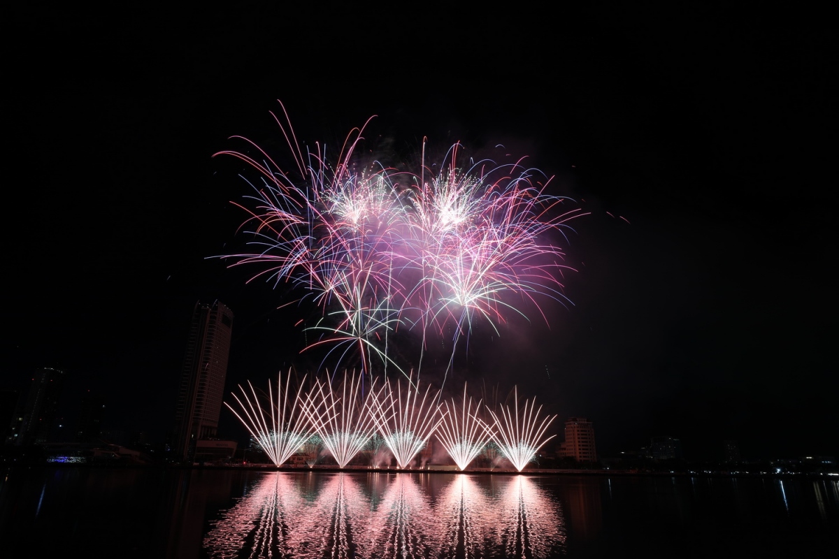 Hình ảnh pháo hoa sắc nét của đội Pháp.