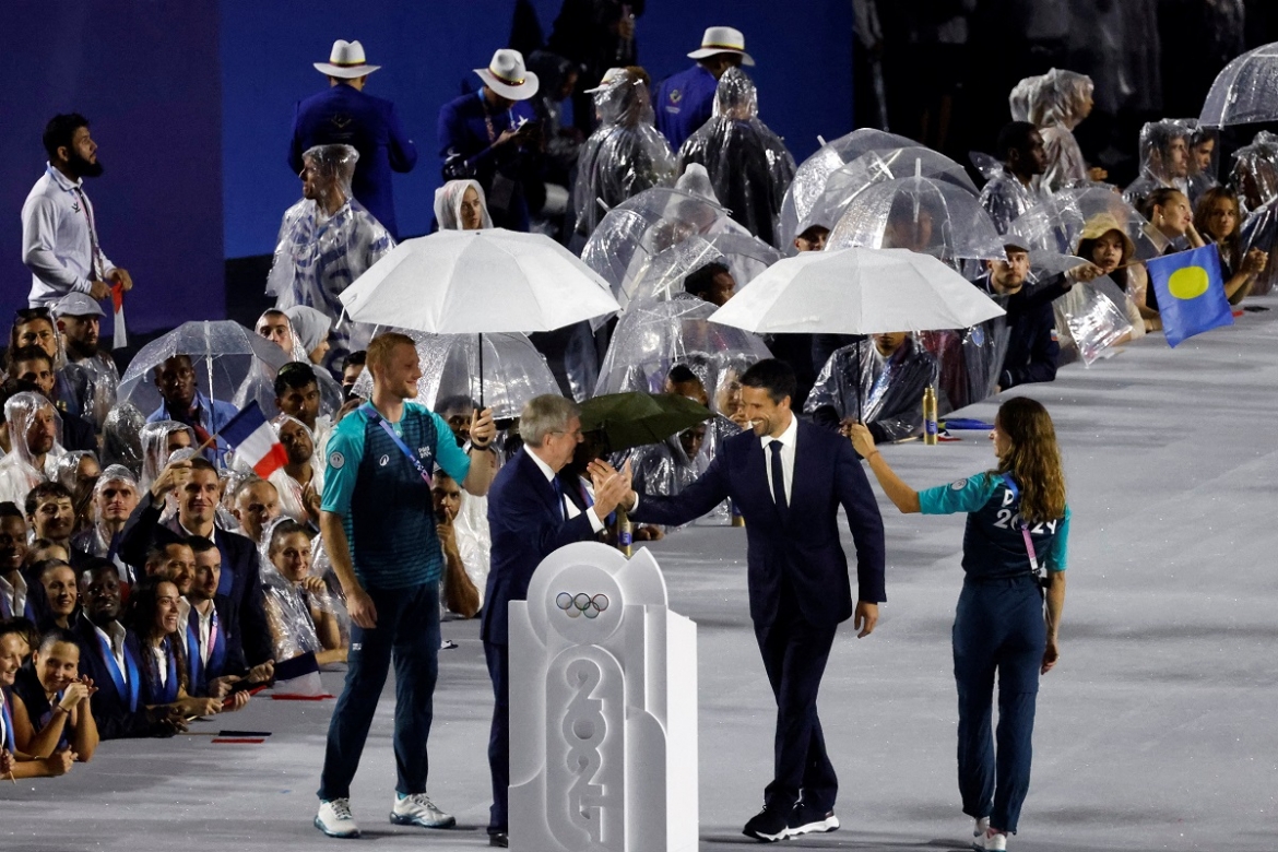 Chủ tịch Ủy ban Olympic quốc tế Thomas Bach và Trưởng BTC Olympic 2024 Tony Estanguet. 